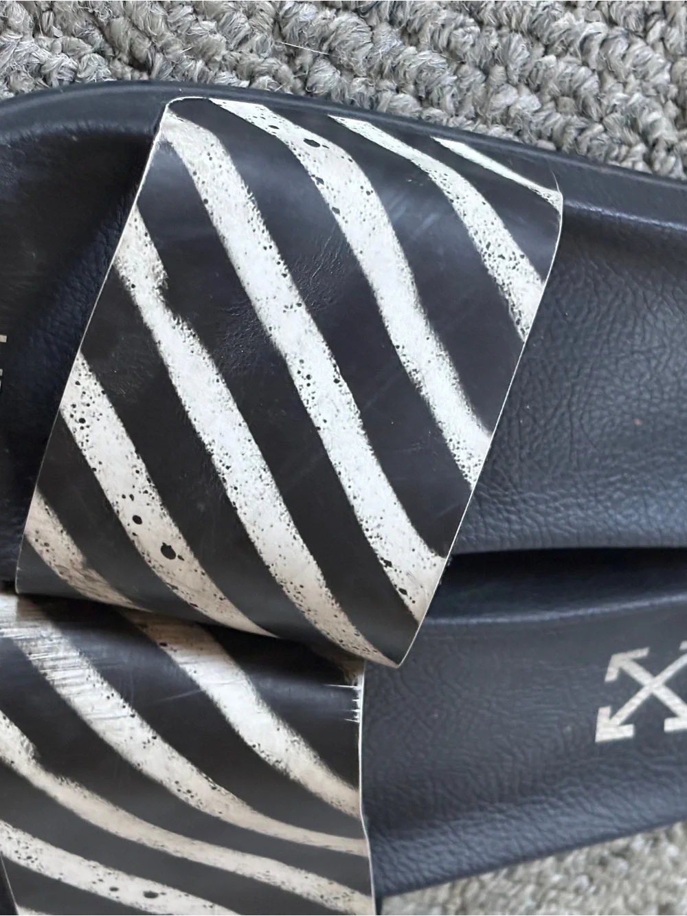Off White Spray Stripes Slides Black White EU 42 9 us